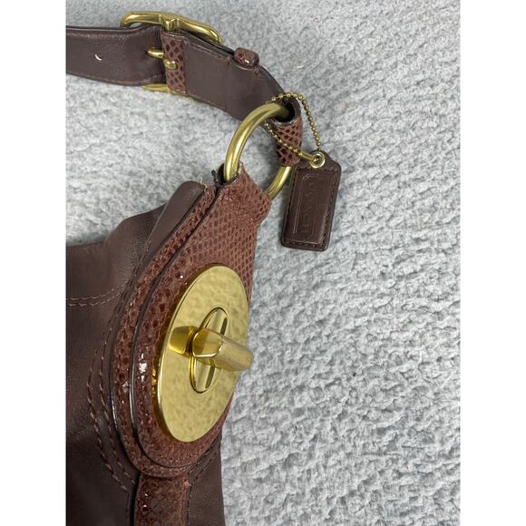 COACH F16535 PENELOPE BROWN LEATHER HOBO HANDBAG, EMBOSSED TRIM Gold Hardware - Picture 8 of 10
